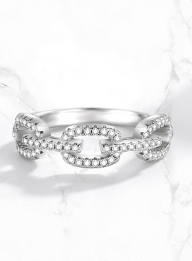 链条戒指设计高碳S925女镀18K