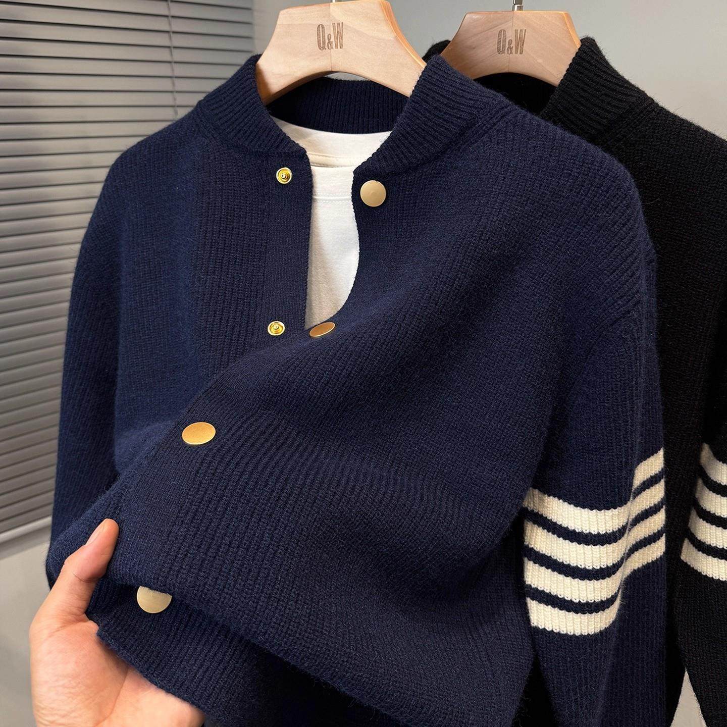 品牌棒球领毛衣外套男装秋冬季加厚韩版休闲tb开衫男针织衫外搭潮,淘宝优惠券,粉丝福利购,淘宝优惠卷