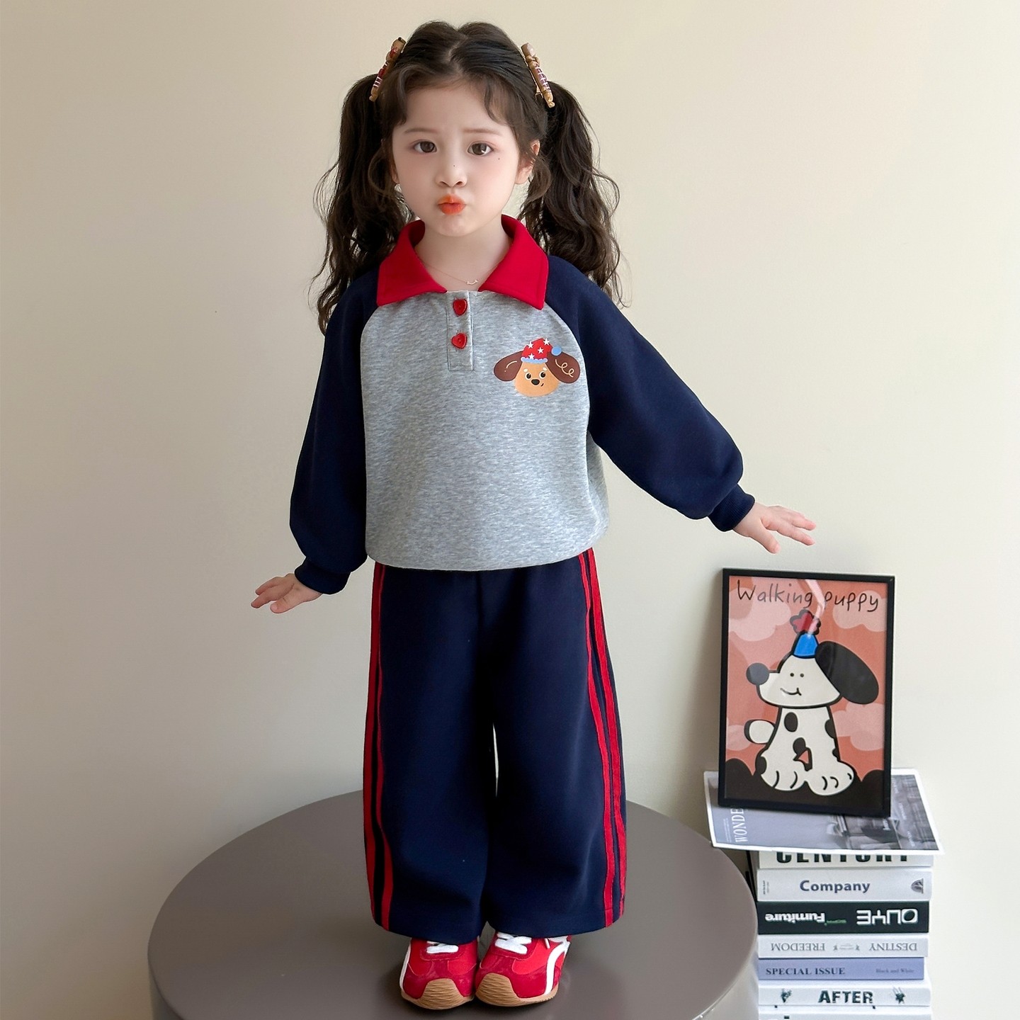 女童套装春秋儿童纯棉polo领卫衣卫裤两件套韩版女孩宝宝春装衣服,淘宝优惠券,粉丝福利购,淘宝优惠卷