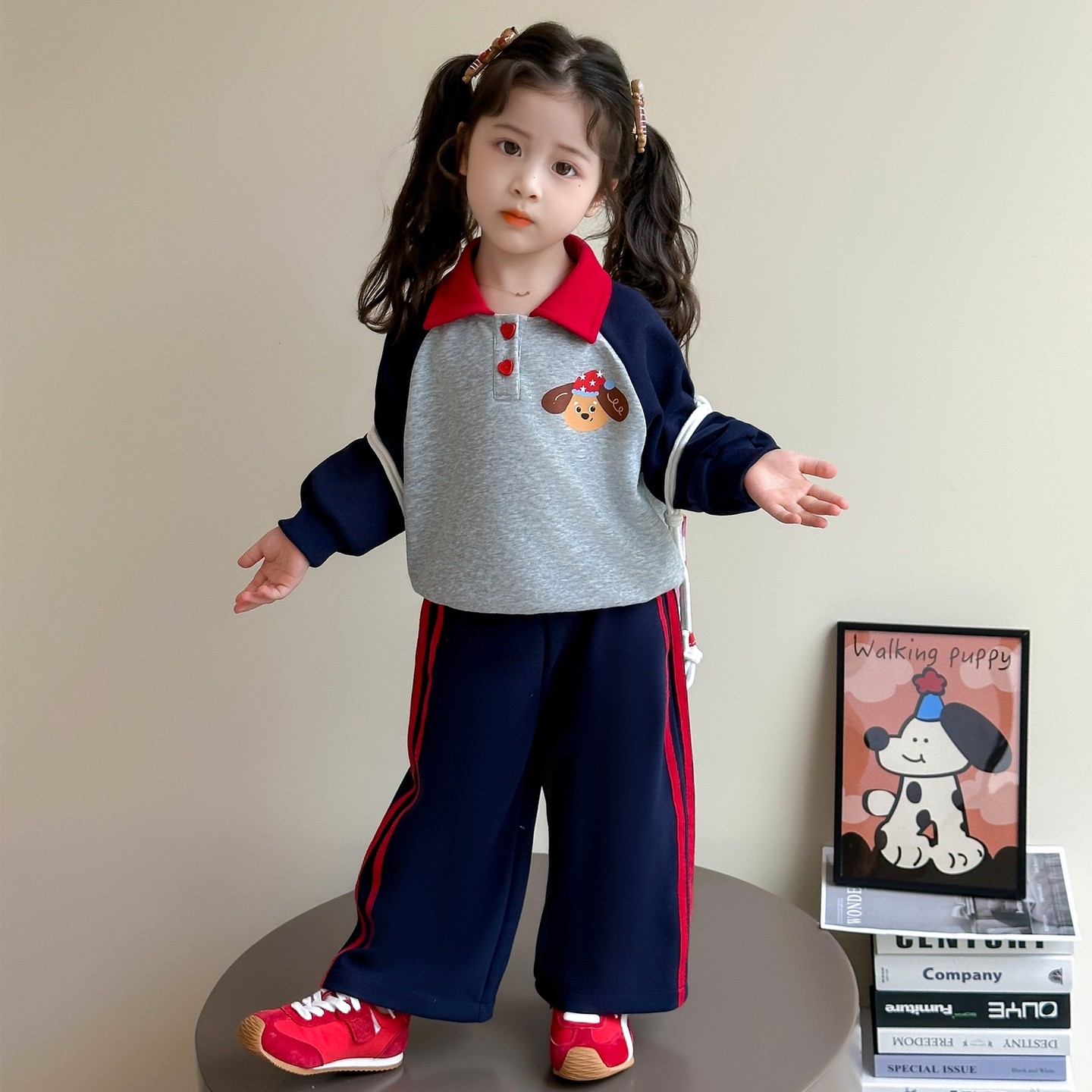 女童套装春秋儿童纯棉polo领卫衣卫裤两件套韩版女孩宝宝春装衣服,淘宝优惠券,粉丝福利购,淘宝优惠卷