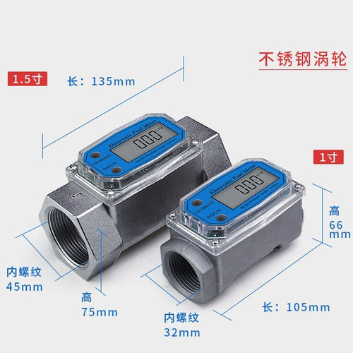 不锈钢数显流量计 K24 甲醇柴油汽油水 电子液体涡轮铝合金计量表 - 图1