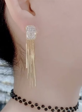 轻奢高级感金色流苏耳环银针耳饰