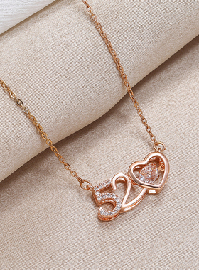 抖音钛钢灵动风我爱你钻石吊坠