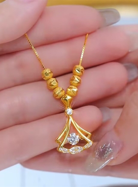 钛钢不掉色珠珠项链灵动银杏叶颈链轻奢时尚锁骨链送女友2024新款