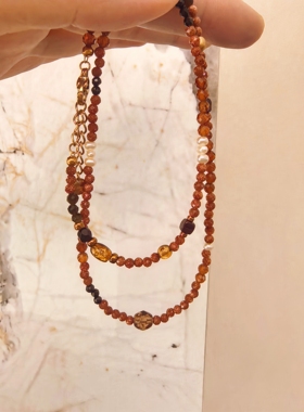 【金沙】ANZHI原创设计复古中国风新中式手工项链女链珍珠金沙石