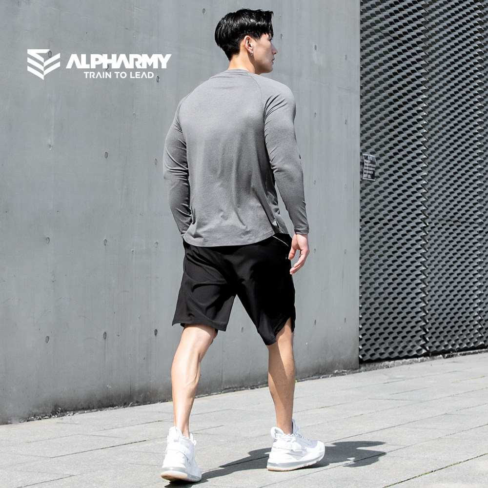 Alpharmy健身长袖男宽松速干训练上衣纯色肌肉修身打底衫跑步T恤,淘宝优惠券,粉丝福利购,淘宝优惠卷
