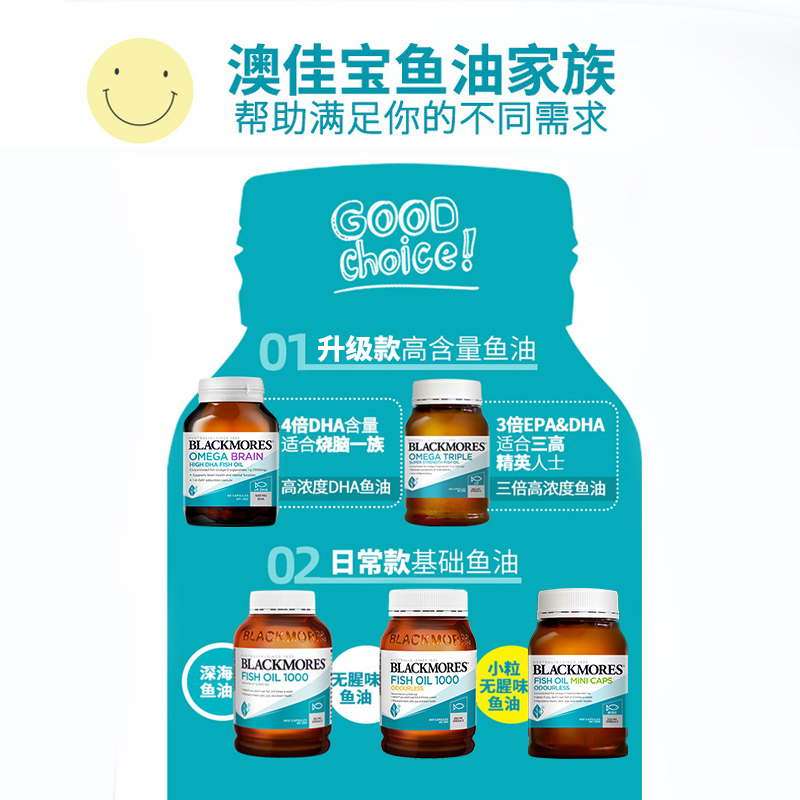 天猫国际进口超市BLACKMORES澳佳宝无腥味深海鱼鱼油软胶囊400粒/瓶中老年保健进口2