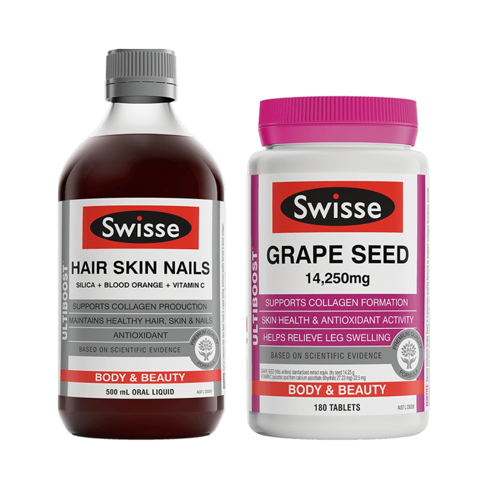 天猫国际进口超市Swisse 斯维诗血橙精华胶原蛋白液+葡萄籽精华片原花青素维生素0