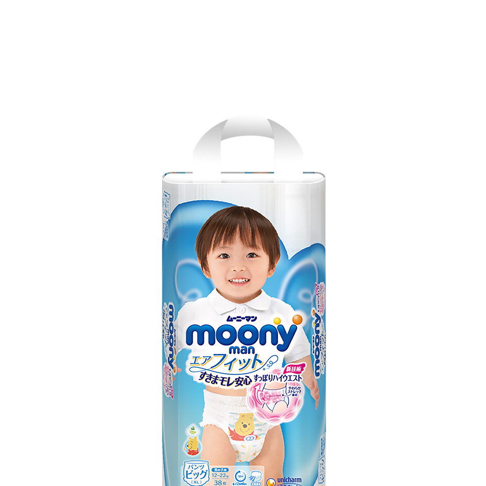 天猫国际进口超市日本Moony尤妮佳进口宝宝拉拉裤尿不湿小内裤式轻薄透气XL38男1