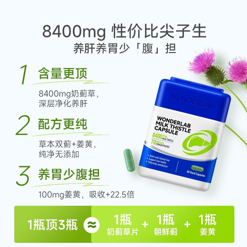 Wonderlab奶蓟草胶囊60粒2瓶