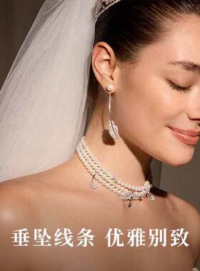 【自营】HEFANG Jewelry/何方珠宝白水晶羽毛/悬浮羽毛耳环耳扣