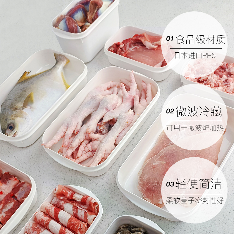 【自营】YAMADA冰箱保鲜盒冻肉分装盒食品级冷冻收纳盒备菜盒日本-图3