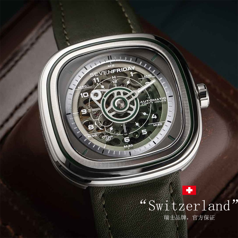 【自营】SEVENFRIDAY七个星期五手表男瑞士自动机械皮带男表T1/06-图3