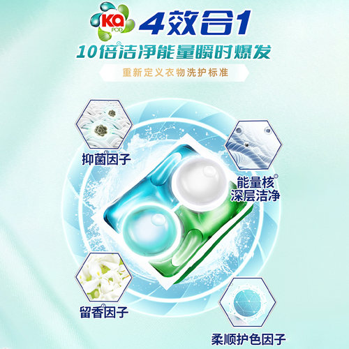 【自营】KA菁华四合一洗衣凝珠16g*40粒*2盒/除菌去污留香护衣 - 图0