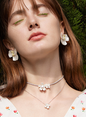 【自营】HEFANG Jewelry/何方珠宝白鸢尾方糖耳环 可拆卸一款两戴