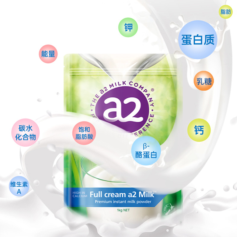【自营】新西兰a2成人奶粉全脂高蛋白全家营养学生中老年1kg/袋