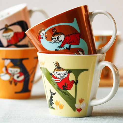 【自营】Moomin姆明英文字母水杯日本进口杯亚美咖啡杯陶瓷马克杯 - 图1