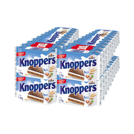 【自营】德国Knoppers牛奶巧克力榛子休闲威化饼干10连包250g*4