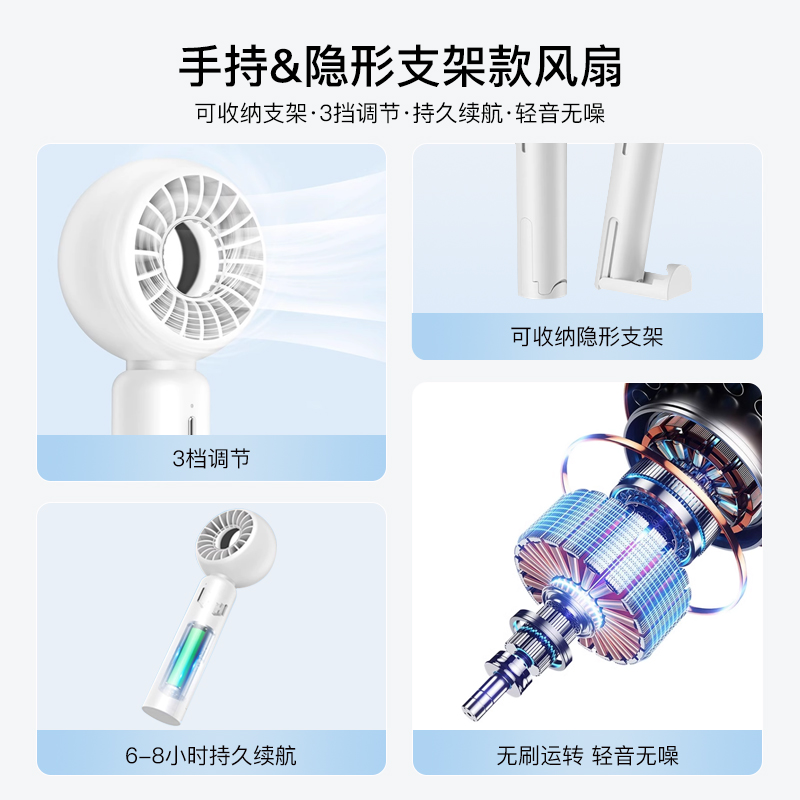 【自营】TGVI'S手持小风扇便携式随身小型usb可充电型学生桌面迷你宿舍儿童网红大风力静音办公室桌上电风扇 - 图0