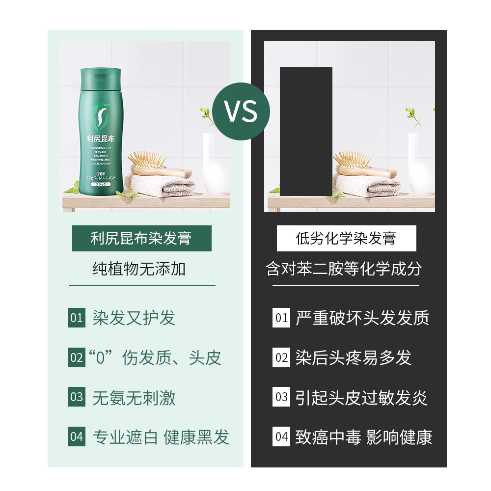 天猫国际进口超市日本利尻昆布遮白发染发膏 纯植物染发剂自己在家染发多色可选1
