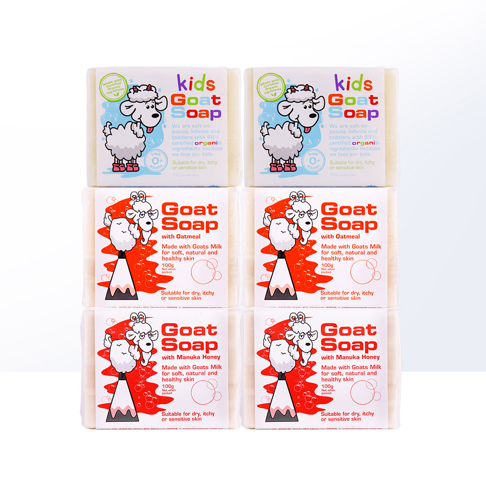 天猫国际进口超市Goat soap山羊奶皂洁面沐浴100g*6块装香皂手工皂沐浴皂美白洗澡1