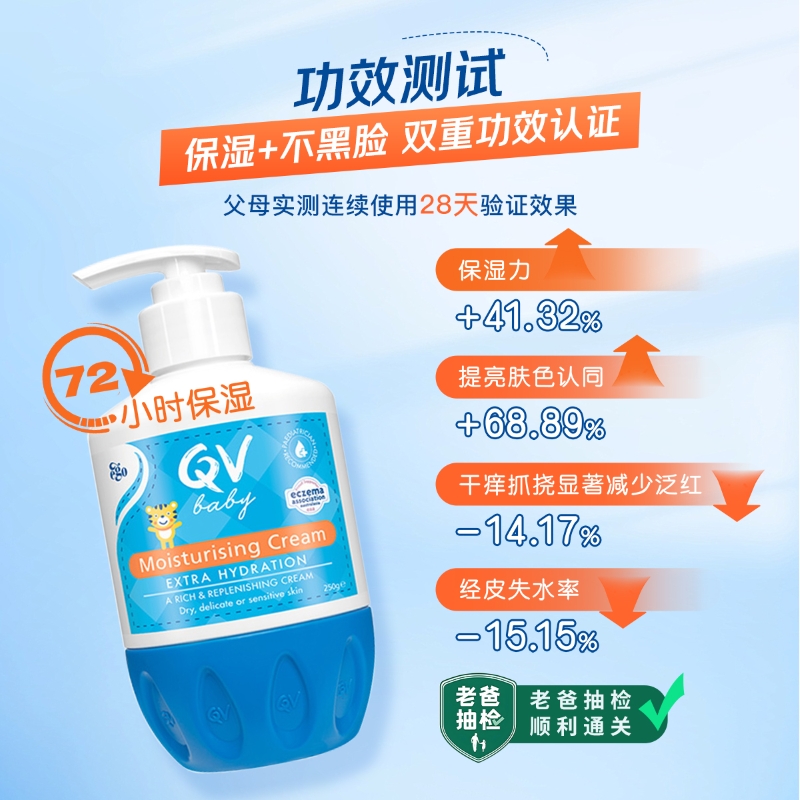 【自营】QV 老爸抽检 ego 婴儿澳洲保湿儿童身体乳250g小老虎面霜