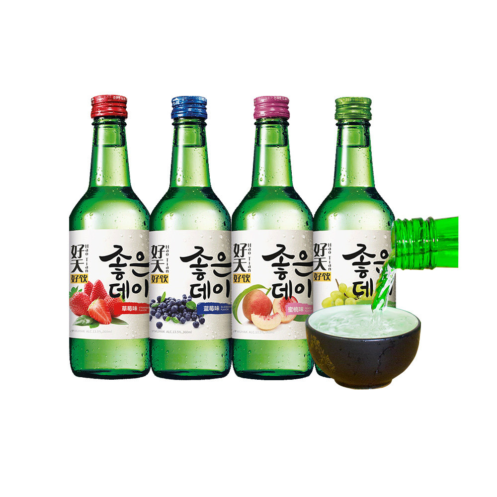 【自营】好天好饮烧酒韩国进口果酒葡萄蜜桃清酒韩式低度酒小瓶