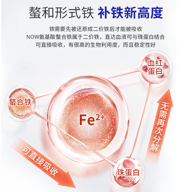 Noo American Amino Acid Chelated Iron Iron Supplement Nourish Qi and Blood Female Adult 36mg 90 Capsules/Bottle