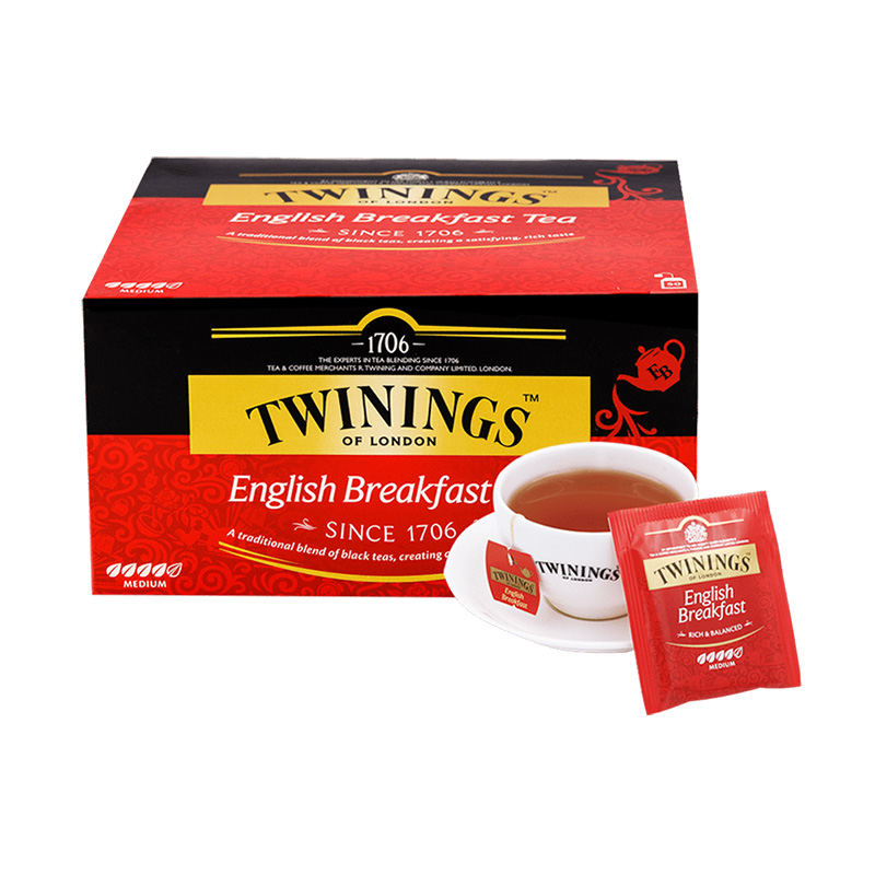 【自营】英国TWININGS川宁进口英式早餐红茶2g*50袋茶包锡兰奶茶-图0