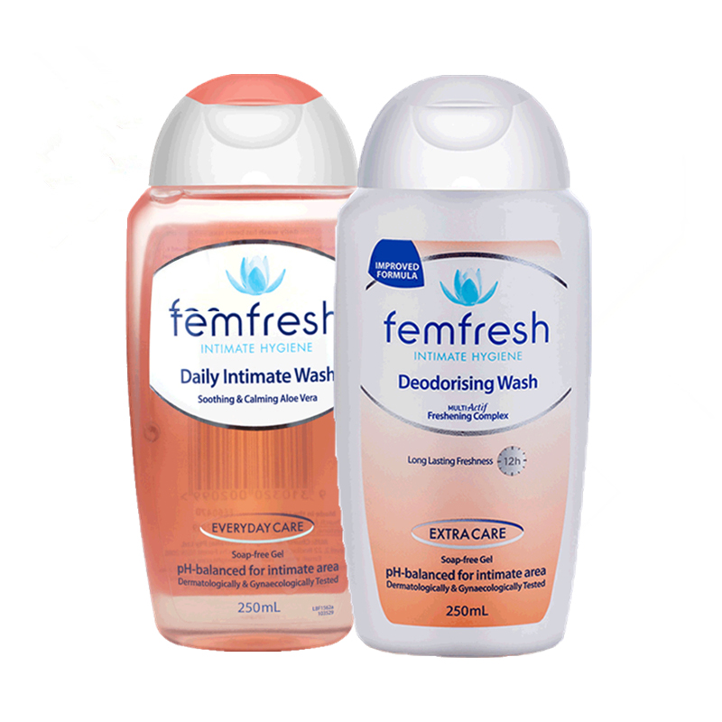 天猫国际进口超市femfresh芳芯女性私处护理液(日常+加强)止痒抑菌250ml*2瓶清洁液0