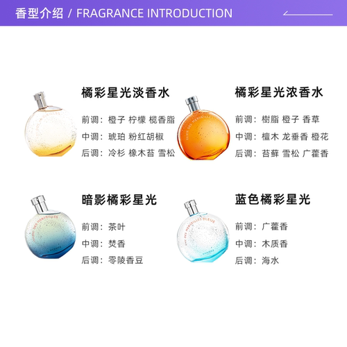 【自营】Hermes爱马仕蔚蓝橘彩星光女士香水木质持久香调正品淡香 - 图1