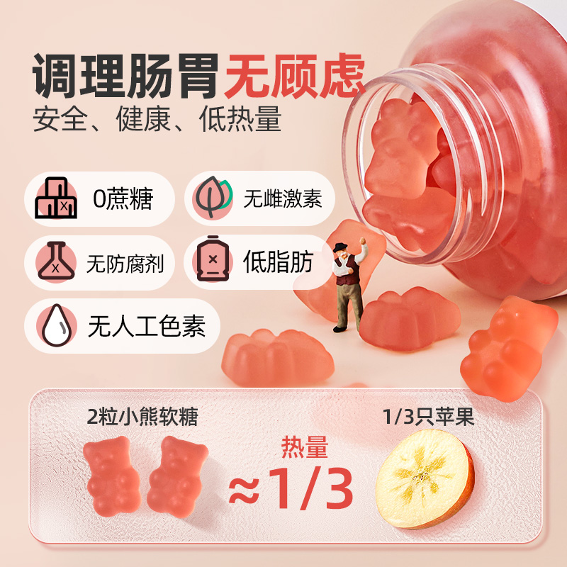 【自营】Unichi益生菌小熊软糖噗噗糖调理肠胃肠道益生元60粒*2 - 图1