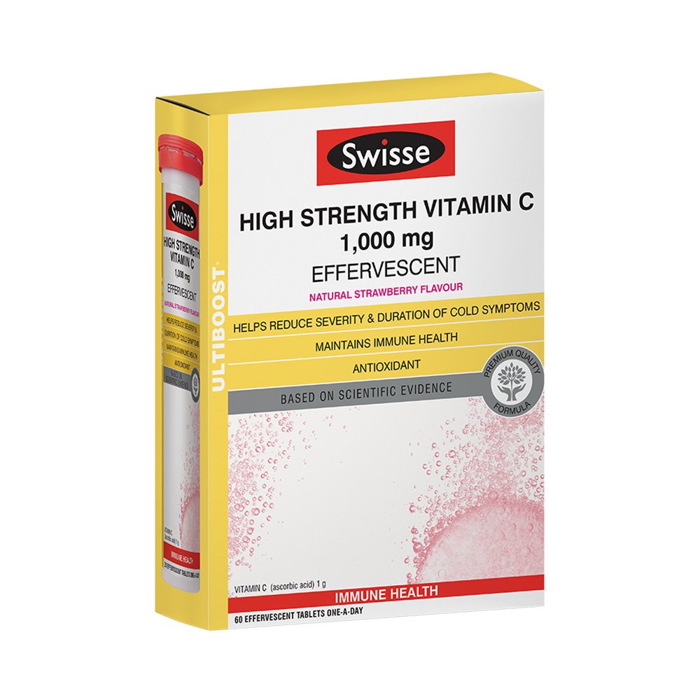 天猫国际进口超市Swisse 斯维诗泡腾vc片 澳洲保健品 高浓度维生素C无糖2盒6支德国3