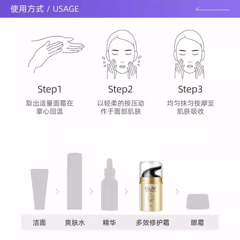 【自营】Olay/玉兰油七合一多效修护日霜烟酰胺补水保湿50g spf15