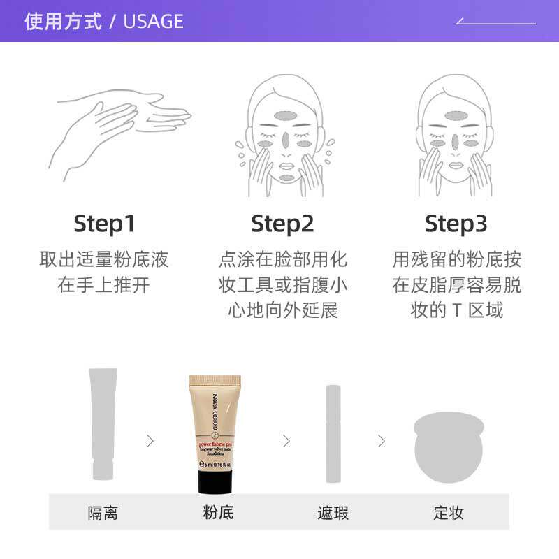 【自营】阿玛尼无暇粉底液1.5#红标权力持妆遮瑕5ml*3个旅行装