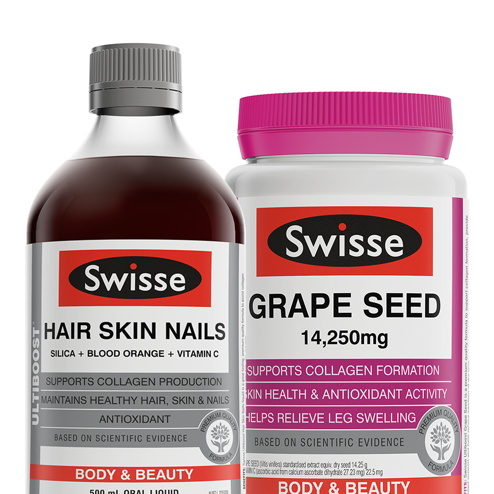 天猫国际进口超市Swisse 斯维诗血橙精华胶原蛋白液+葡萄籽精华片原花青素维生素1