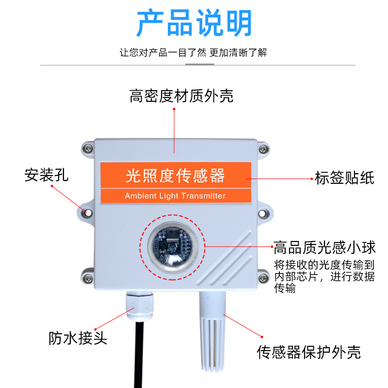 光照度传感器照度亮度计温湿度变送器工业485吸顶光照强度检测仪 - 图0