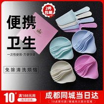 Plastic Water Drop Birthday Cake Knife Fork Disc Disc Disposable Cutlery Plate Suit Combined Kindergarten Hand Optional