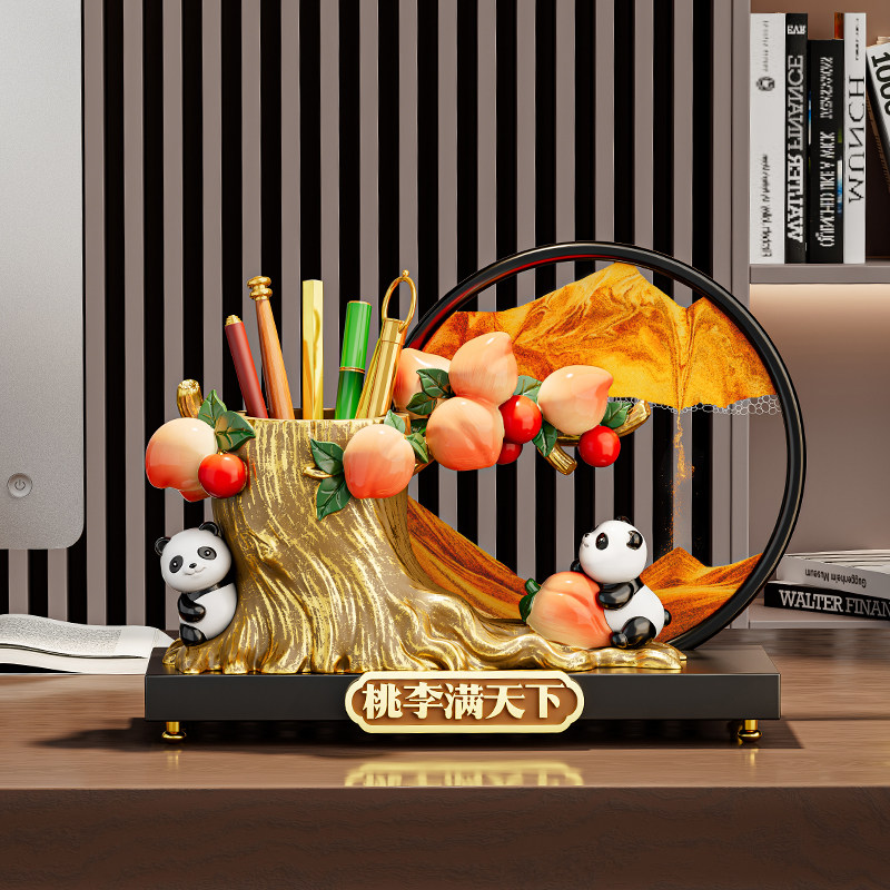 Panda pen holder quicksand painting ornaments Teacher's Day gift