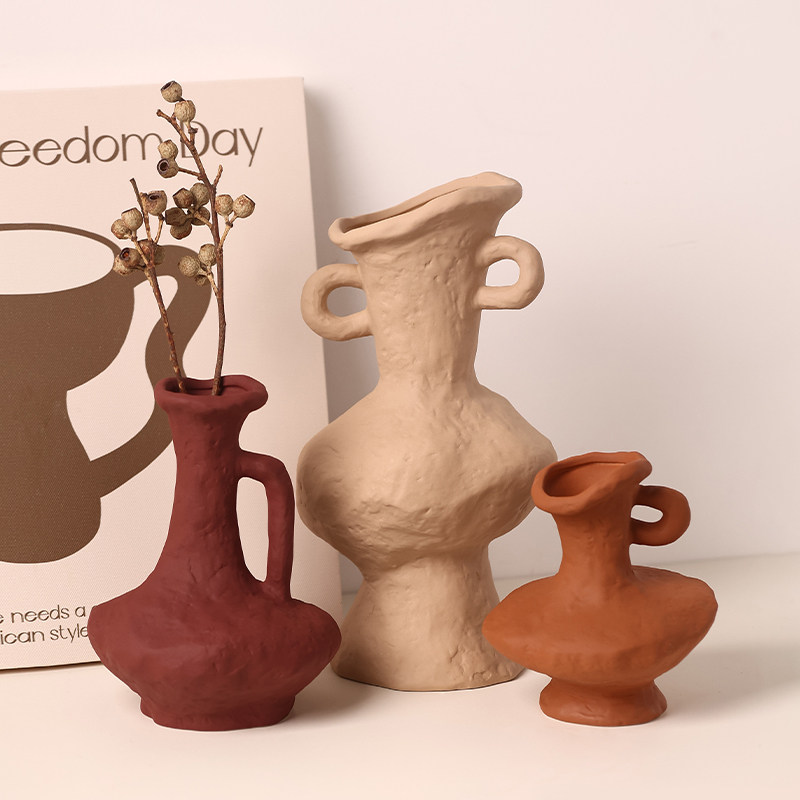 侘寂风美拉德景德镇陶瓷花瓶摆件民宿网红复古软装饰品家居干插花,淘宝优惠券,粉丝福利购,淘宝优惠卷