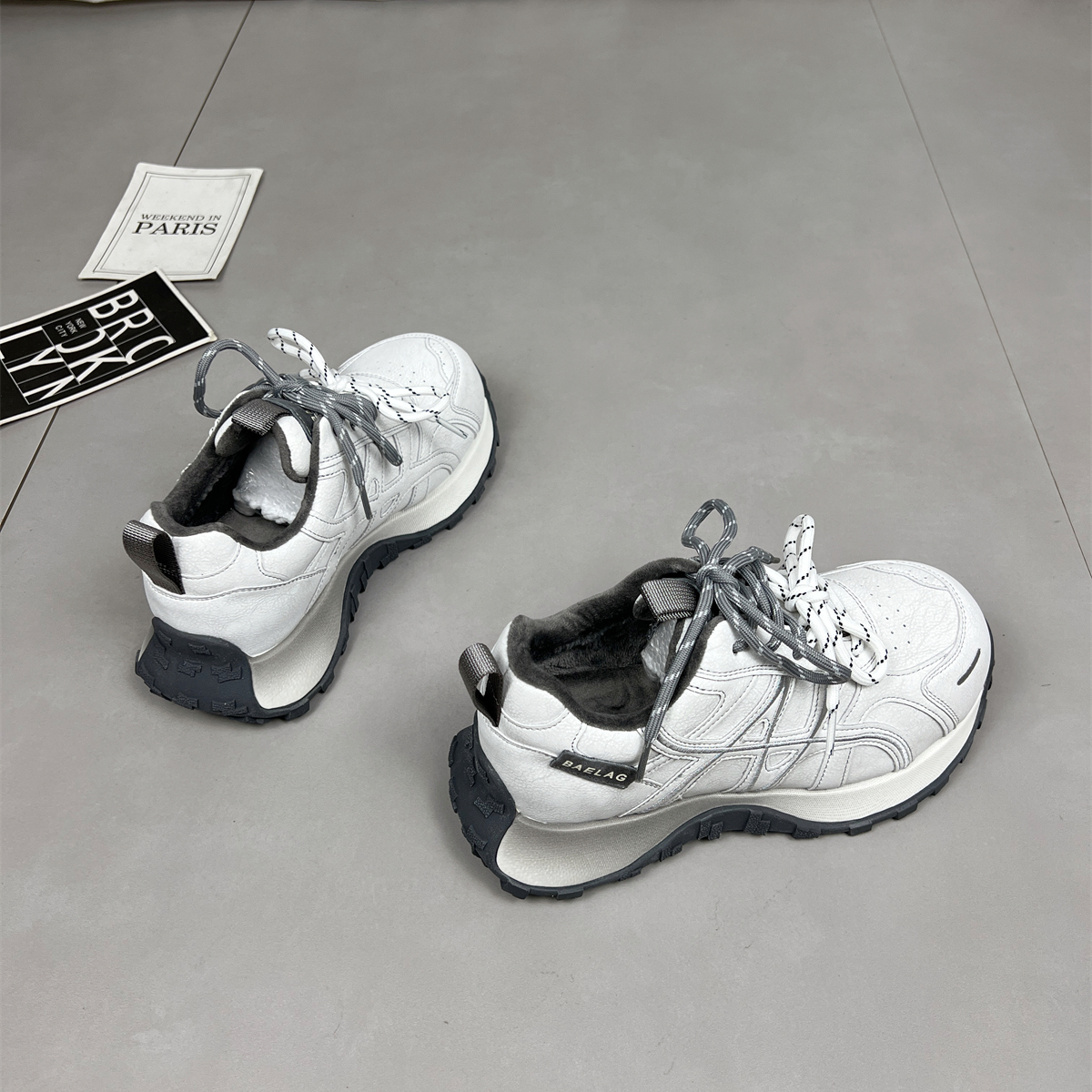 真皮小蛮腰厚底阿甘老爹鞋女2025冬季新款加绒系带休闲运动棉鞋 - 图1