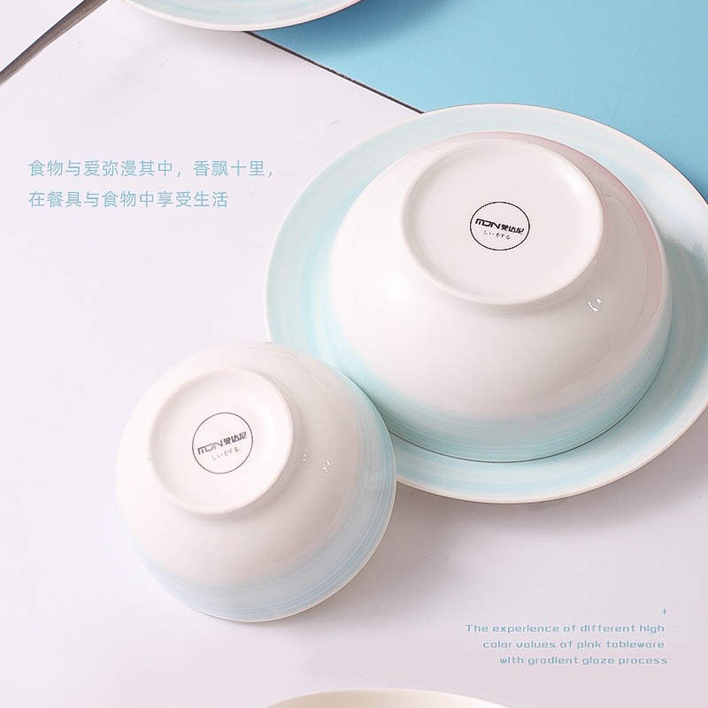 曼达尼旗舰店网红日式碗碟套装北欧陶瓷碗筷盘子家用景德镇创意个性餐具吃饭碗1