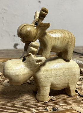 驴木匠工艺香樟木可爱卡通礼物