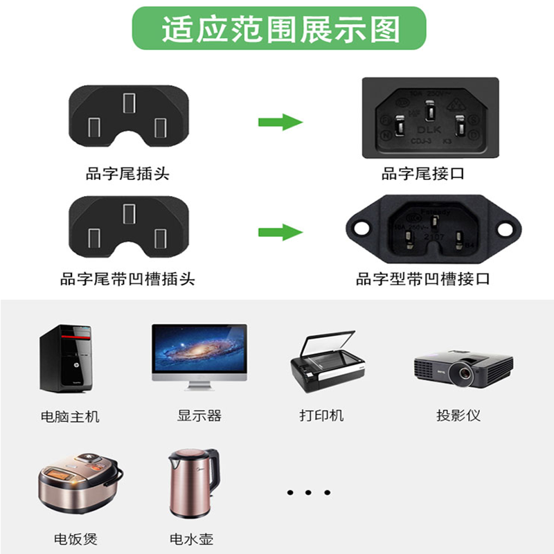 适用AUX奥克斯电压力锅FP-Y0502E y502s电饭锅三孔品字电源线纯铜 - 图0