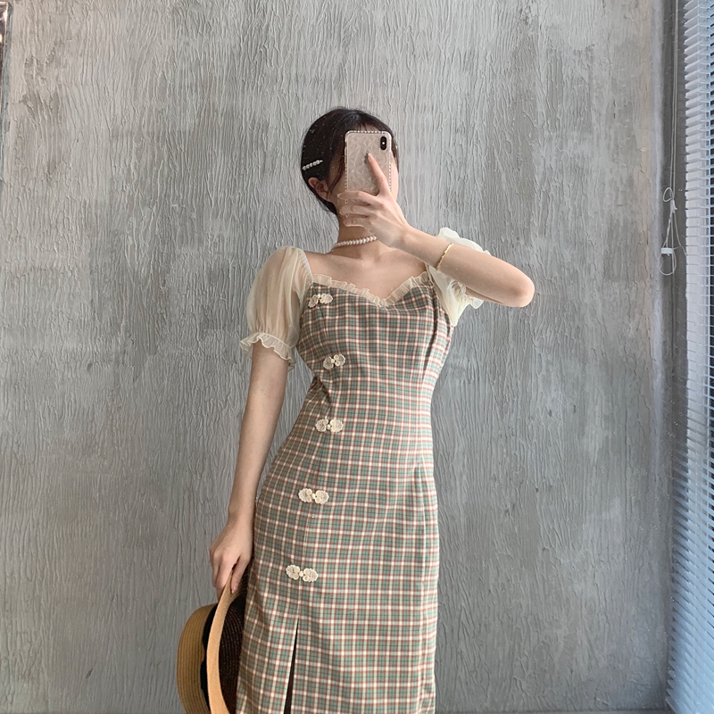 (DGU) Designer Uncle 轻奢主义旗袍改良版连衣裙新款夏年轻款收腰显瘦法式复古裙少女仙女裙2