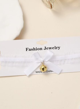 白色蕾丝蝴蝶结锁骨链