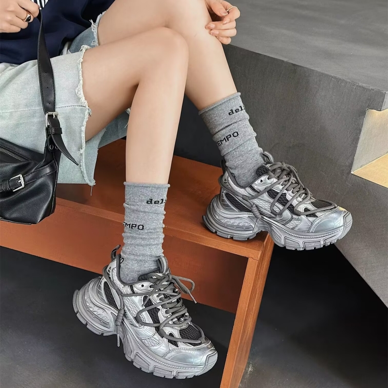 真皮！擦色！专柜撤柜厚底老爹鞋女增高休闲运动鞋M3-35127-2 - 图0