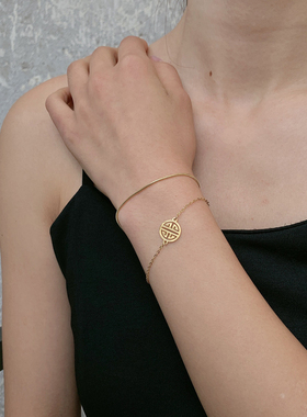 不掉色双层金色复古夏女生夏手链