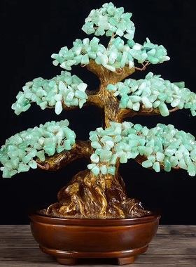 天然黄水晶发财树摇钱树摆件