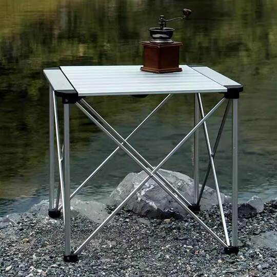 Outdoor courtyard commercial folding table | aluminum alloy square table | ultra-light portable small camping table camping supplies